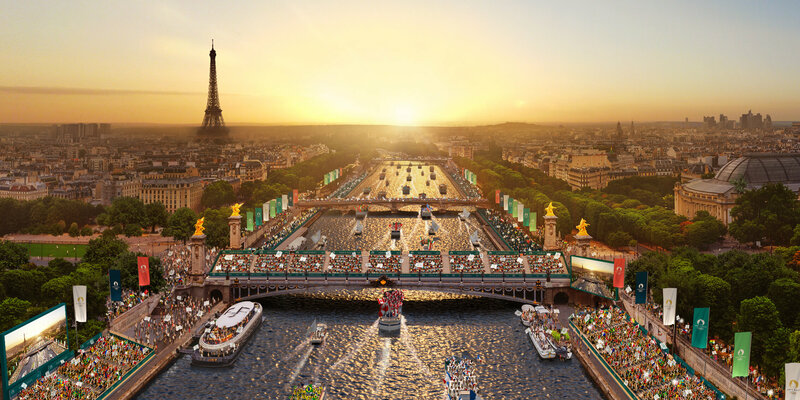 Sonnenuntergang in Paris mit dem Eifelturm im Hintergrund