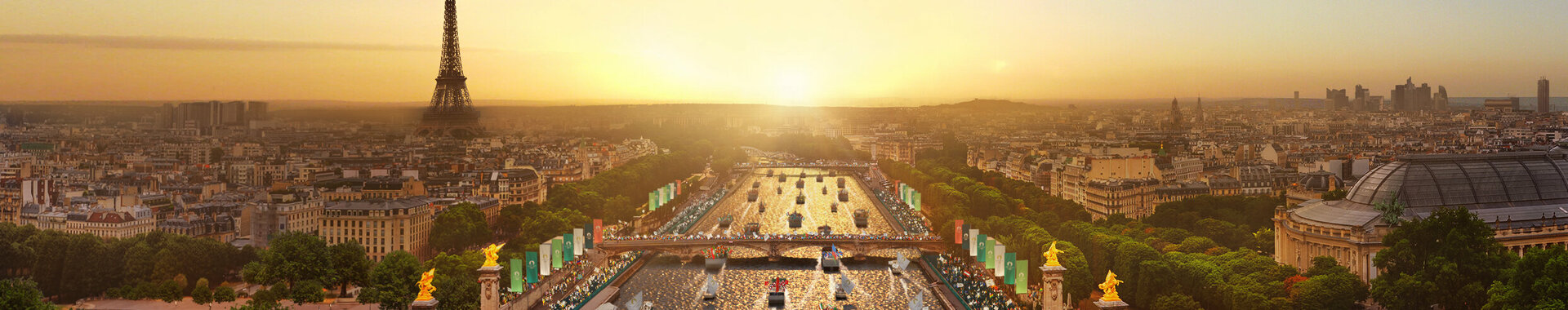 Sonnenuntergang in Paris mit dem Eifelturm im Hintergrund