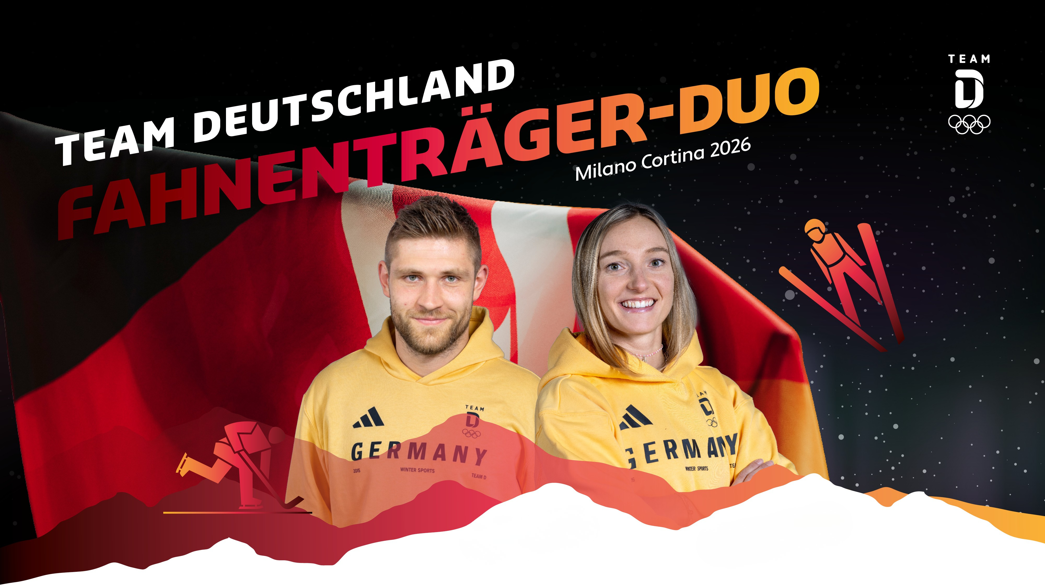 Fahnenträger-Duo: Katharina Schmid und Leon Draisaitl